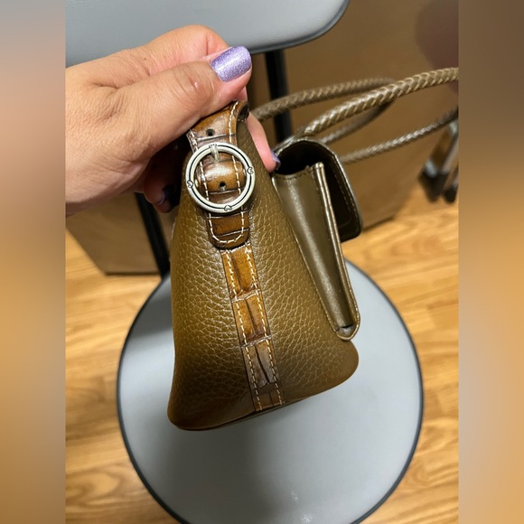 Brighton Brown Crock Embossed Pebbled Leather Handbag EUC - Picture 4 of 17